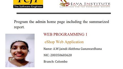 Program the admin home page including the summarized report.