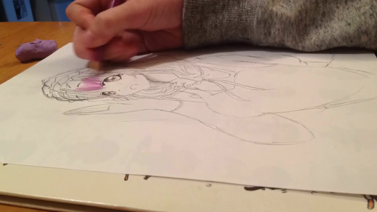 10 year old draws anime girl (Part 1) - YouTube