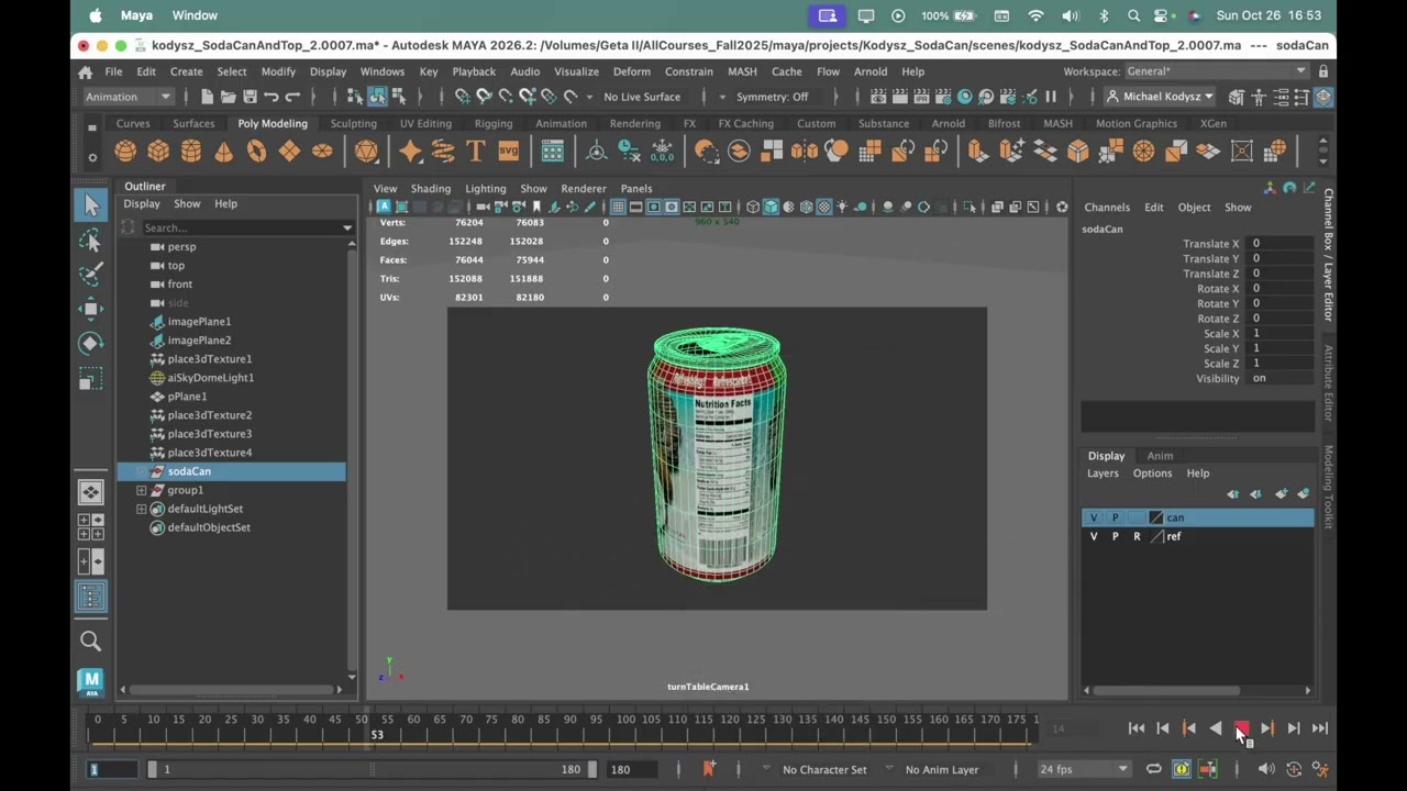 Making a Turntable Animation in Maya