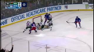 Puck Pings off the post & New York Rangers goal horn sounds