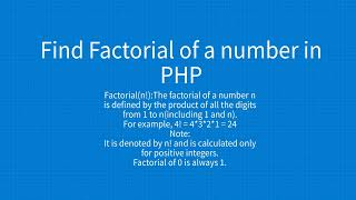 Find factorial of a given number in PHP