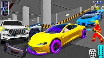 New Golden EV⚡Tesla 2025 Parking in Garage | 3D Driving Class Game 🎮 Android & iOS Gameplay