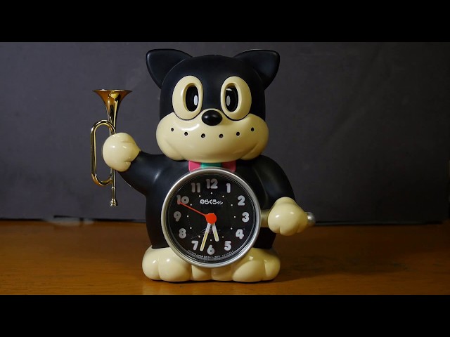 TUBE ORIGINAL ALARM CLOCK 【メンバーの生声入り】 Vintage Rhythm Black Cat Talking Alarm Clock with Bugle