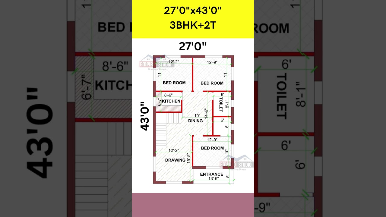 27 X 43 home design, 27*43 makan ka naksa,  27 by 43 house plan 