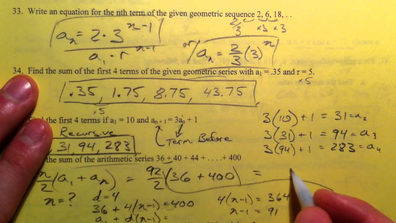 Algebra 2 - Semester 2 Review: Sequences and Series (4 of 4) - YouTube