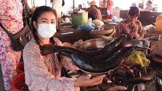 Deep fry snakehead fish eat with Cambodia noodle / Snakehead fish recipe