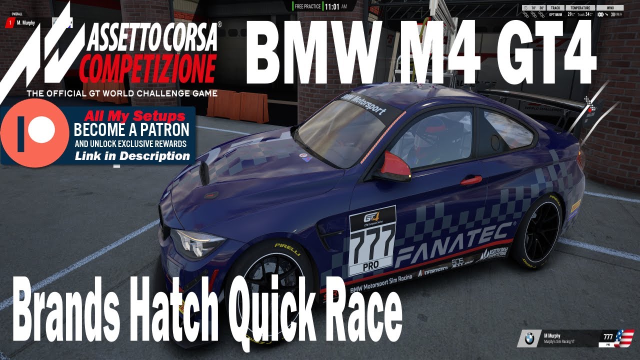 Assetto Corsa Competizione ACC Quick Race BMW M4 GT4 Setup at Brands ...