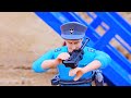 Bridge construction vehicles with excavator bulldozer  funny stories police car  coas  toys tv