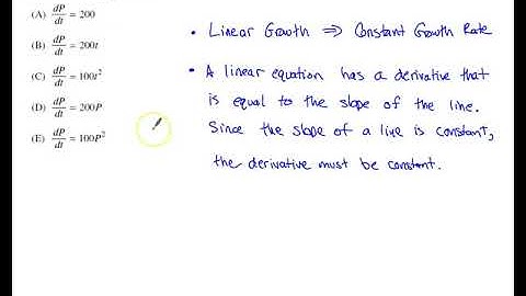 2012 AP Calculus AB Multiple Choice #23 - Differential equation for linear growth