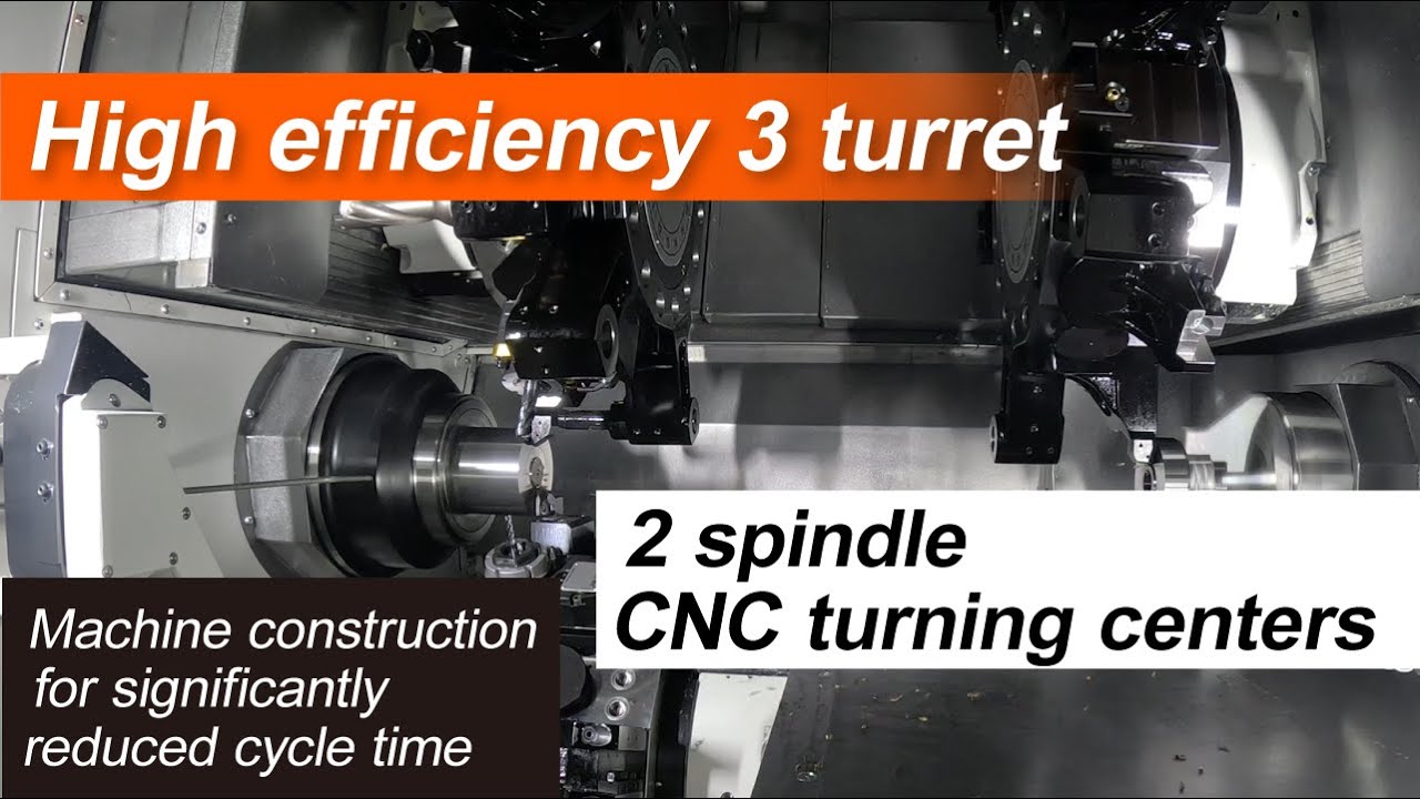 High efficiency 3 turret / 2 spindle CNC turning centers HQR-200/3