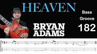 HEAVEN (Bryan Adams)  How to Play Bass Groove, Cover, Transcription, Score, Tab Lesson