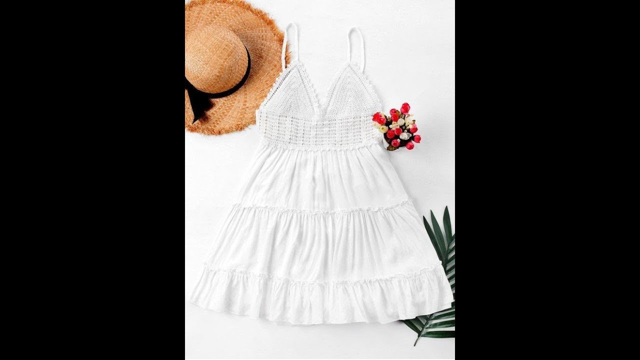 Crochet Panel Cami Flare Dress YouTube