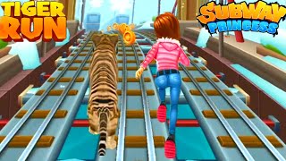 Subway Princess Runner V/S TIGER Run - Human VS Wild | Android/iOS Gameplay HD screenshot 5
