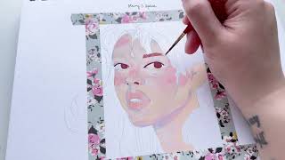 Gouache Portrait Painting Process | How to Paint a Portrait in Gouache | Portrait Gouache Painting