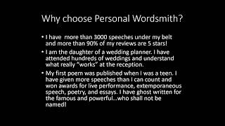 Personal Wordsmith Professional Ghost Writing Services, Wedding Speeches, Eulogies, and Addresses