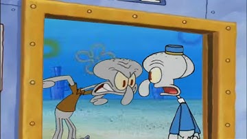 Squidward trying to get a pizza from Squidward Door Edition