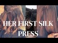 Her first silk press | first silk press in 8 years | hair color | female pattern baldness￼