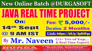 JAVA REAL TIME PROJECT Online Training @ DURGASOFT