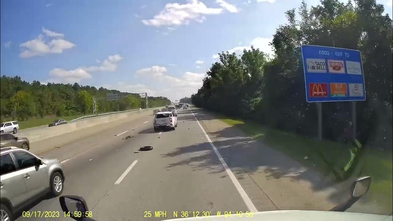 Ready go to ... https://youtu.be/1TkomFD6hpY [ Rear end wreck on I-49 South in Northwest Arkansas. Everyone ended up being fine.]