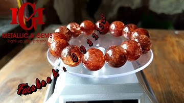 Vòng thạch anh tóc đỏ rực trong vắt nhiều tóc ánh titan rực rỡ size 17mm