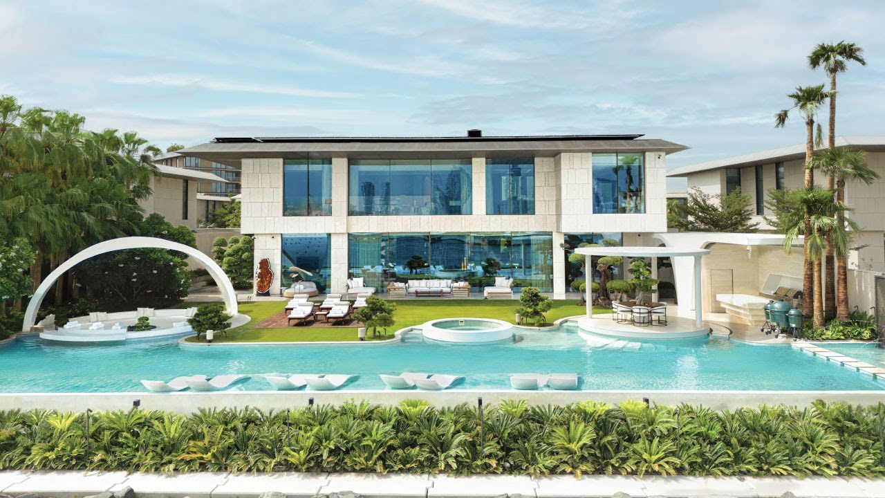 Breathtaking interiors with the glittering Dubai skyline; located in the Bvlgari resorts & Hotel