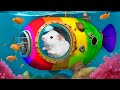 Hamster and Colorful Submarine | Hamster Maze with Traps Underwater