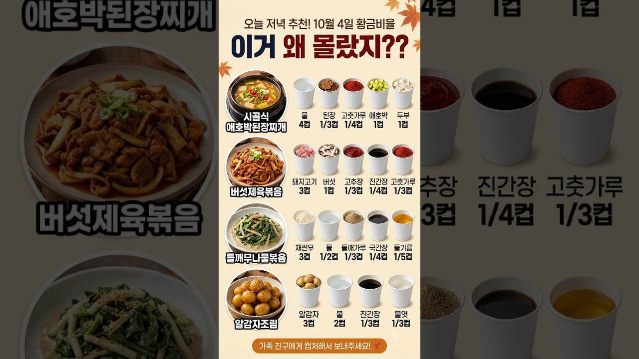 종이컵 하나로 끝내는 버섯제육볶음 황금비율! 레시피 숏폼 썸네일