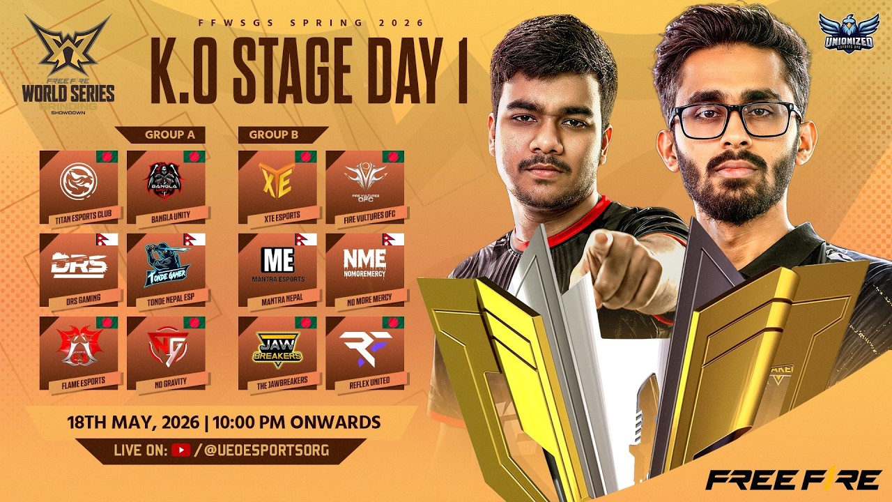 [🔴LIVE] Knockout Stage Day 1 | FFWS Grinding Showdown Spring 2026 @KUTTUSH-u5r @JB.FREAK22