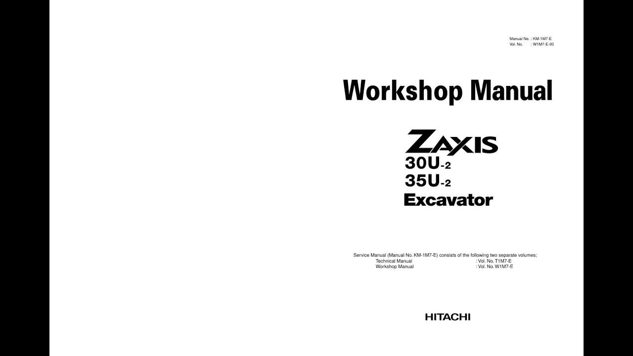 Hitachi ZX30U-2, ZX35U-2 Excavator Service manual - YouTube