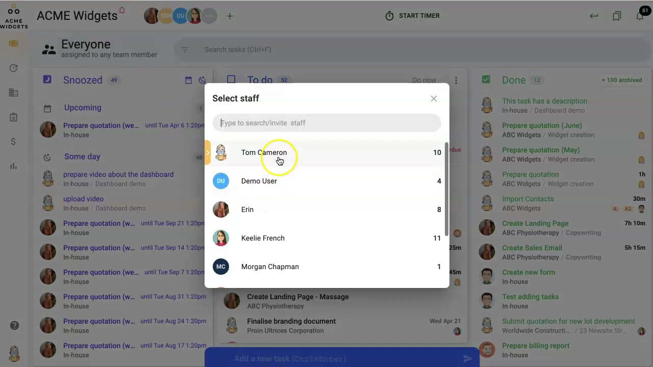 Dashboard - Quick overview