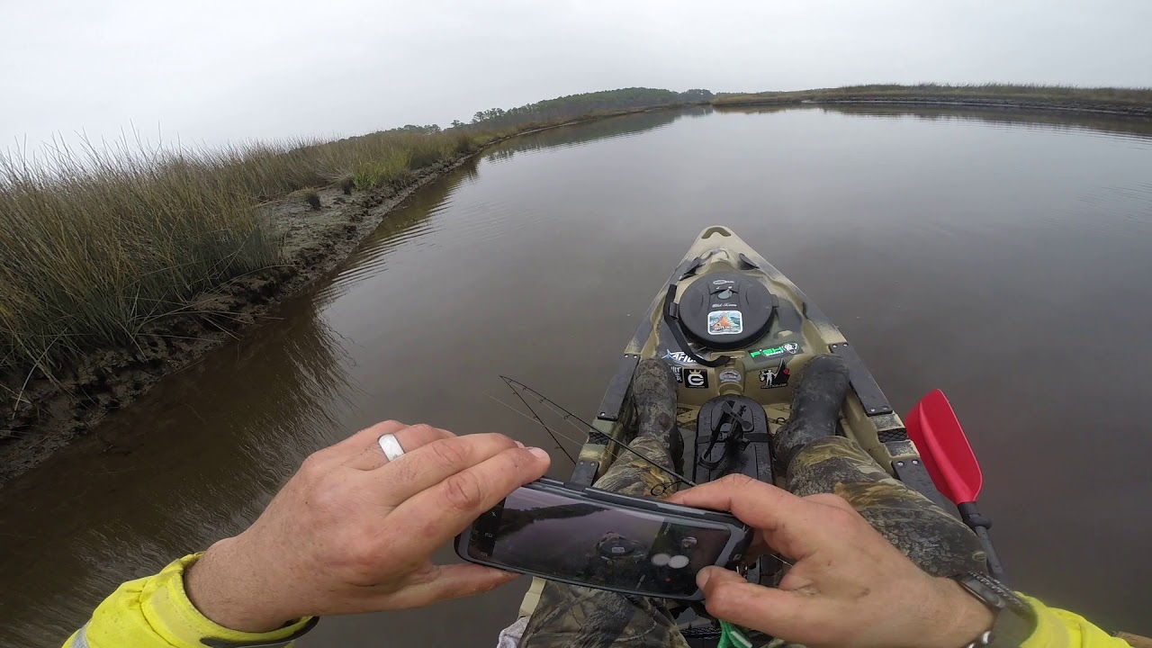 Speckled Trout Fishing. North Carolina winter kayak action with
