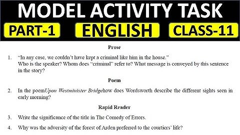 Model Activity Task Class 11 English part 1 | class 11 model activity task part 1#MyPathshala