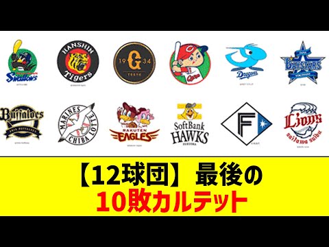 【12球団】最後の10敗カルテット一覧【なんJ反応】