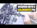 DRAWING WITH A CALLIGRAPHY PEN _ CROSS HATCHING DRAWING