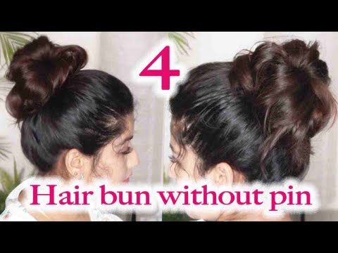 4-new-high-bun-hairstyles-for-summers-without-pin-/-high-bun-without-pins-/-high-bun-hairstyle