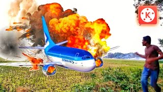 Plane crash VFX video | how to make aeroplane crash vfx video on KineMaster | plane green screen