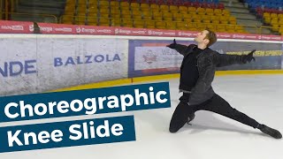 Learn a choreographic knee slide on ice!