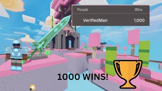 Hitting 1000 WINS In Roblox Bedwars!