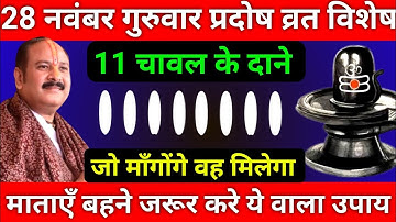 28 नवंबर मार्गशीर्ष गुरुवार प्रदोष व्रत को 11 चावल दाने वाला उपाय जरूर करे || Pradeep Ji Mishra