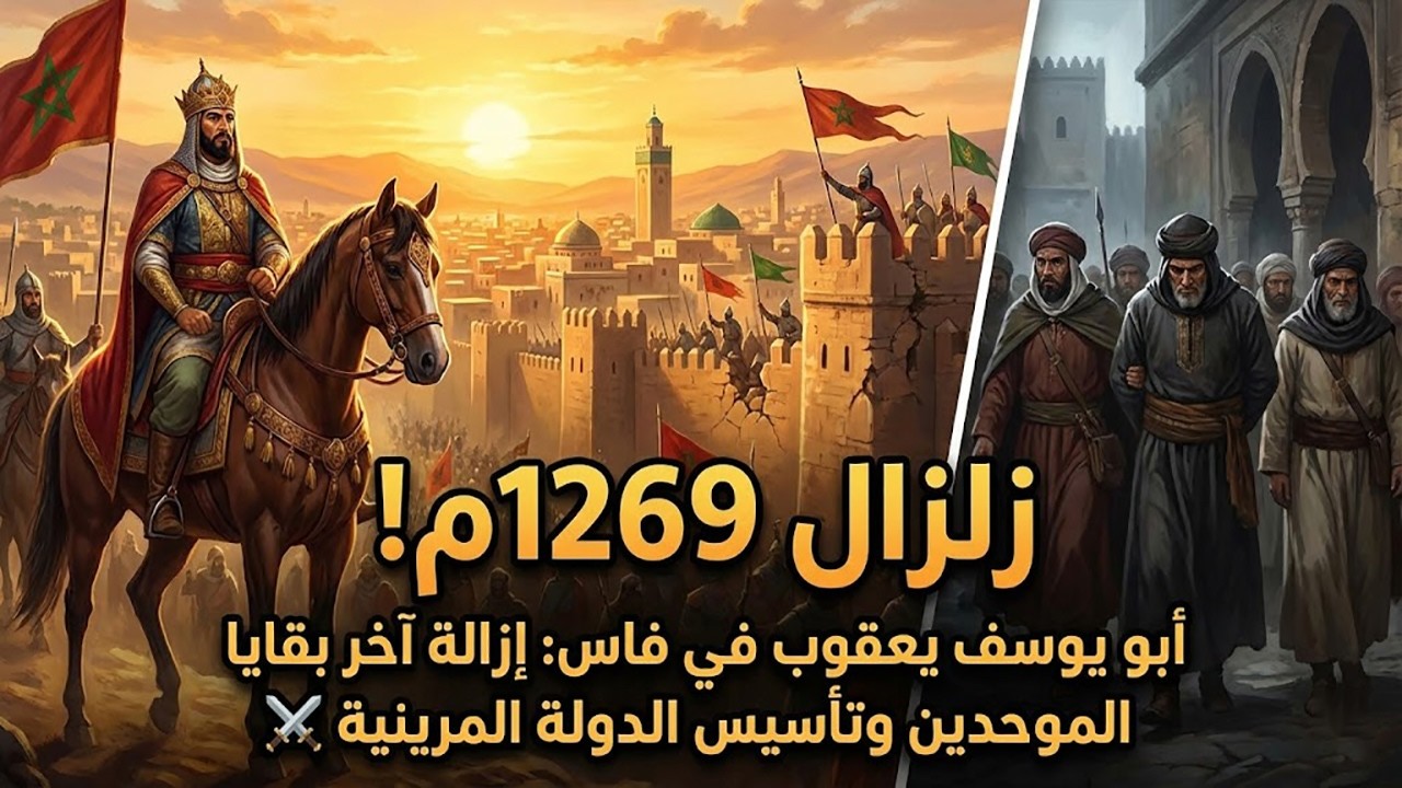 زلزال 1269م! أبو يوسف يعقوب في فاس: إزالة آخر بقايا الموحدين وتأسيس الدولة المرينية ⚔️