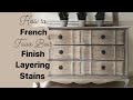 French faux Wood Finish - THIS IS STAIN ON PAINT!!! Layering stains or glazes | Dresser Makeover