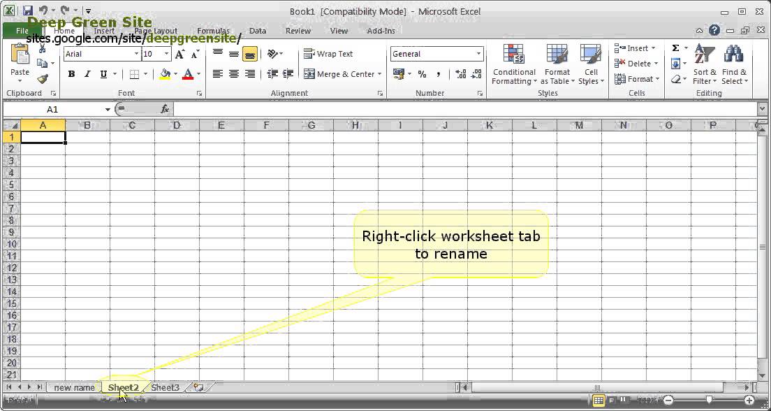 MS Excel 2010 / How to rename worksheet - YouTube