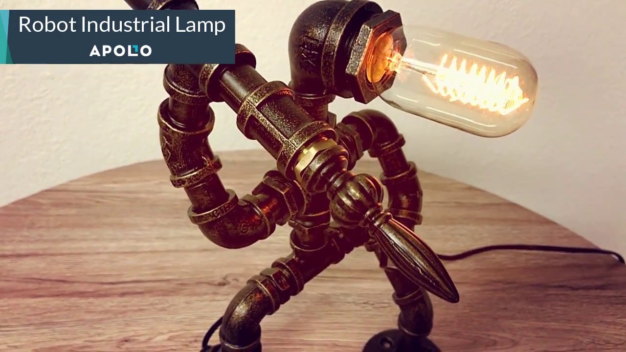 Rustic Robot Industrial Pipe Lamp Steampunk Style Youtube