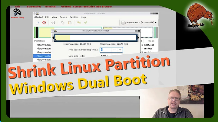 Windows and Linux Dualboot – Shrink Linux partition with GParted