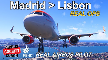 Echte Airbus-piloot vliegt van Madrid naar Lissabon | Volledige Fenix A320-vlucht in MSFS 2024