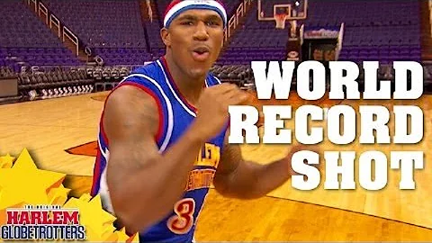World Record Backwards Basketball Shot!  Harlem Globetrotters