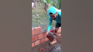 The process of installing hollow red bricks #shorts
