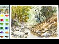 Without Sketch Landscape Watercolor - Deep Forest (color mixing view) NAMIL ART