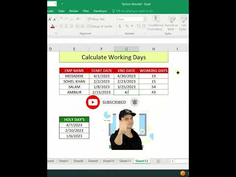 Calculate working days #shorts #viral#youtubeshorts #excel