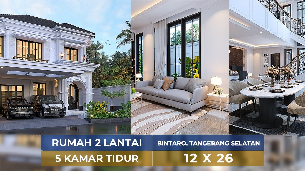 DESAIN RUMAH KLASIK 2 LANTAI DI BINTARO, TANGERANG SELATAN !! DALEMNYA LEGA BANGET !! - JASA DESAIN